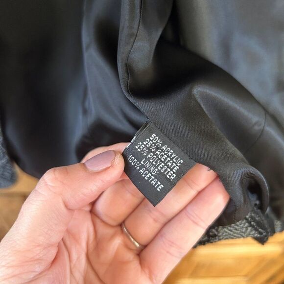 Linda Allard Ellen Tracy 0P Black Gray Open Front‎ Paisley Blazer - Picture 9 of 10